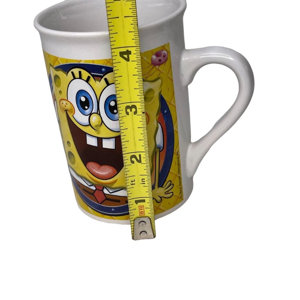 2014 Viacom Sponge Bob Square Pants happy/sad face 12 ounce yellow coffee mug - Picture 5 of 6